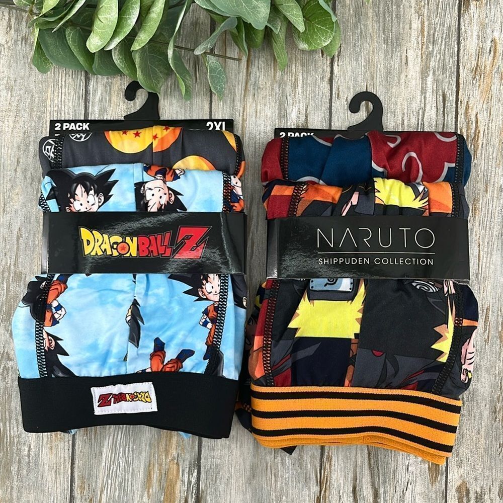 Men’s Naruto Shippuden & Dragonball Z Boxer Briefs Underwear2, 2-Pack, Size 2XL
